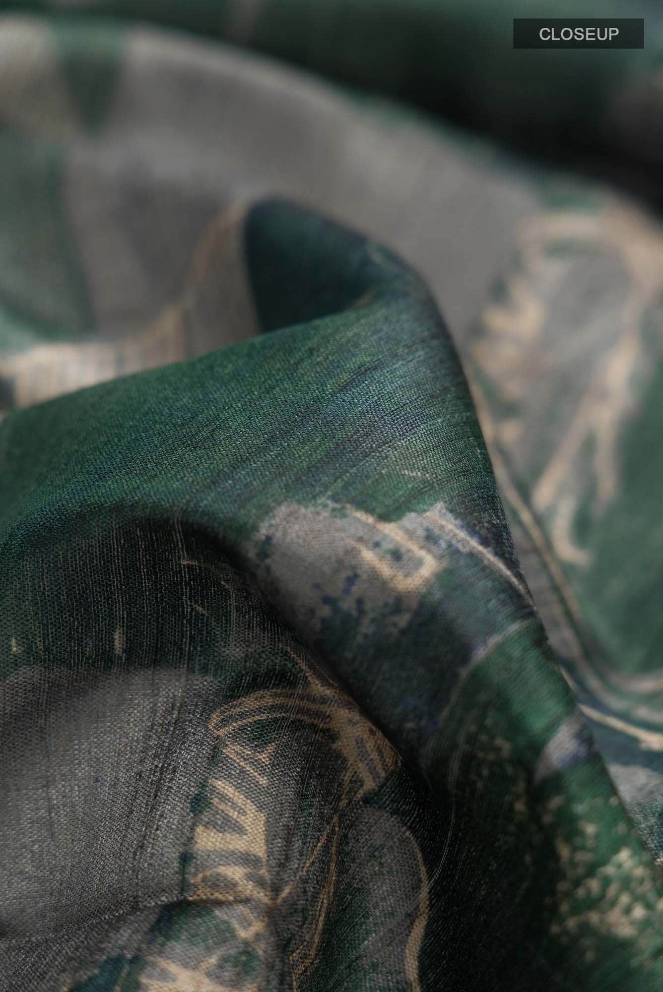 Green Bhagalpuri Tussar Silk Saree