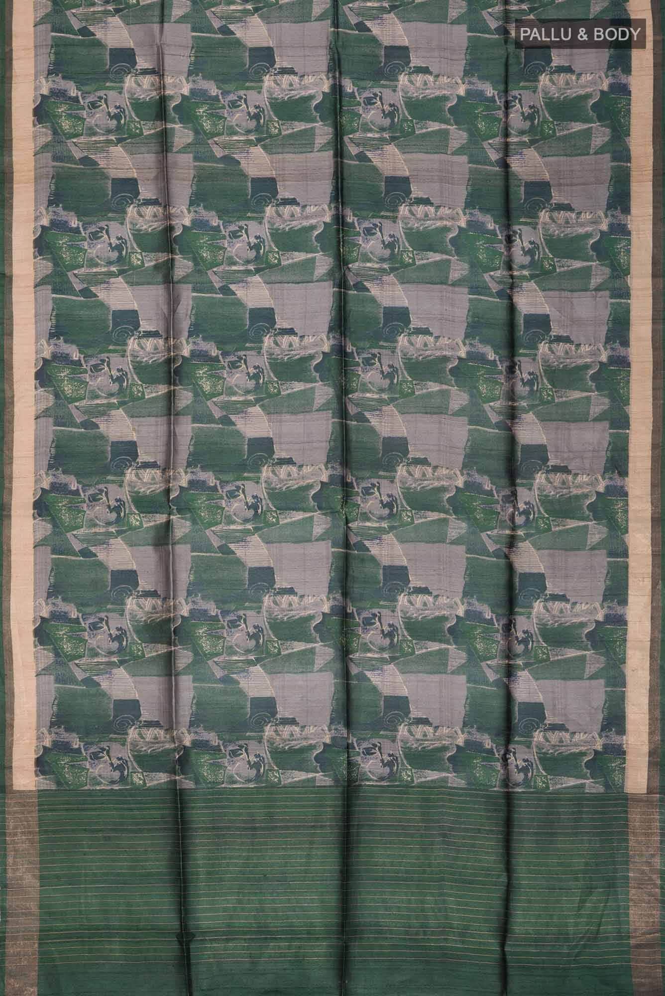 Green Bhagalpuri Tussar Silk Saree