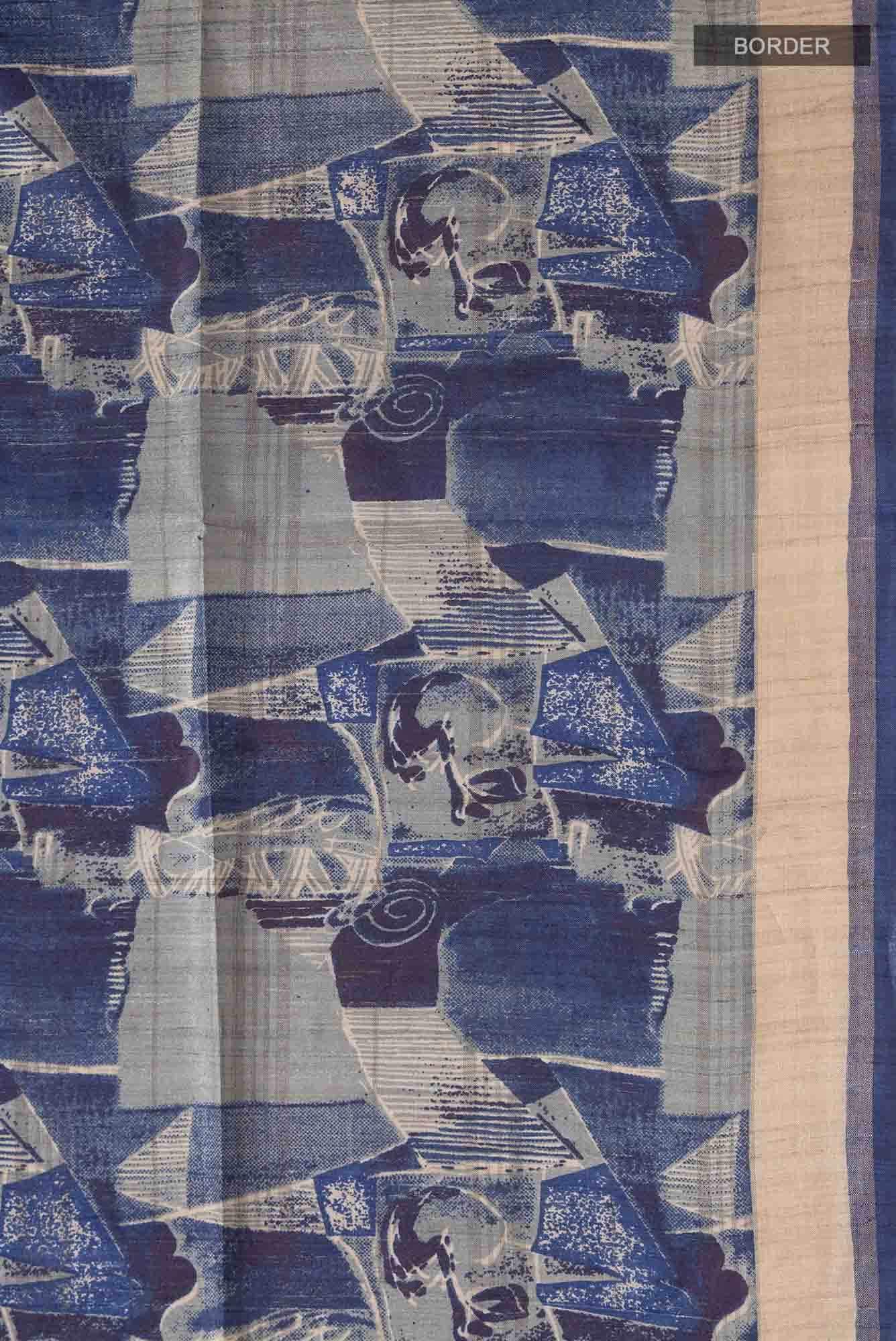 Blue Bhagalpuri Tussar Silk Saree
