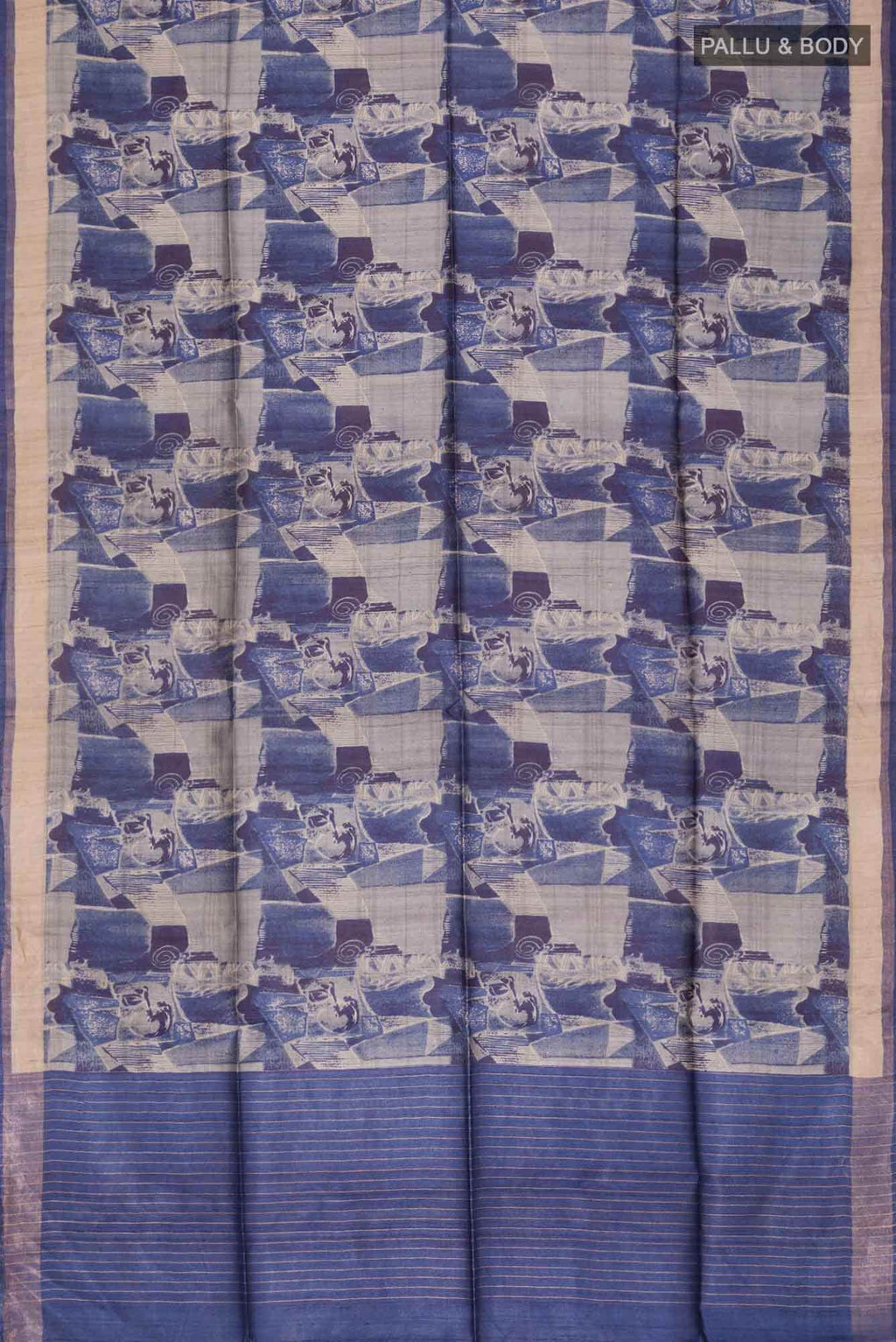Blue Bhagalpuri Tussar Silk Saree