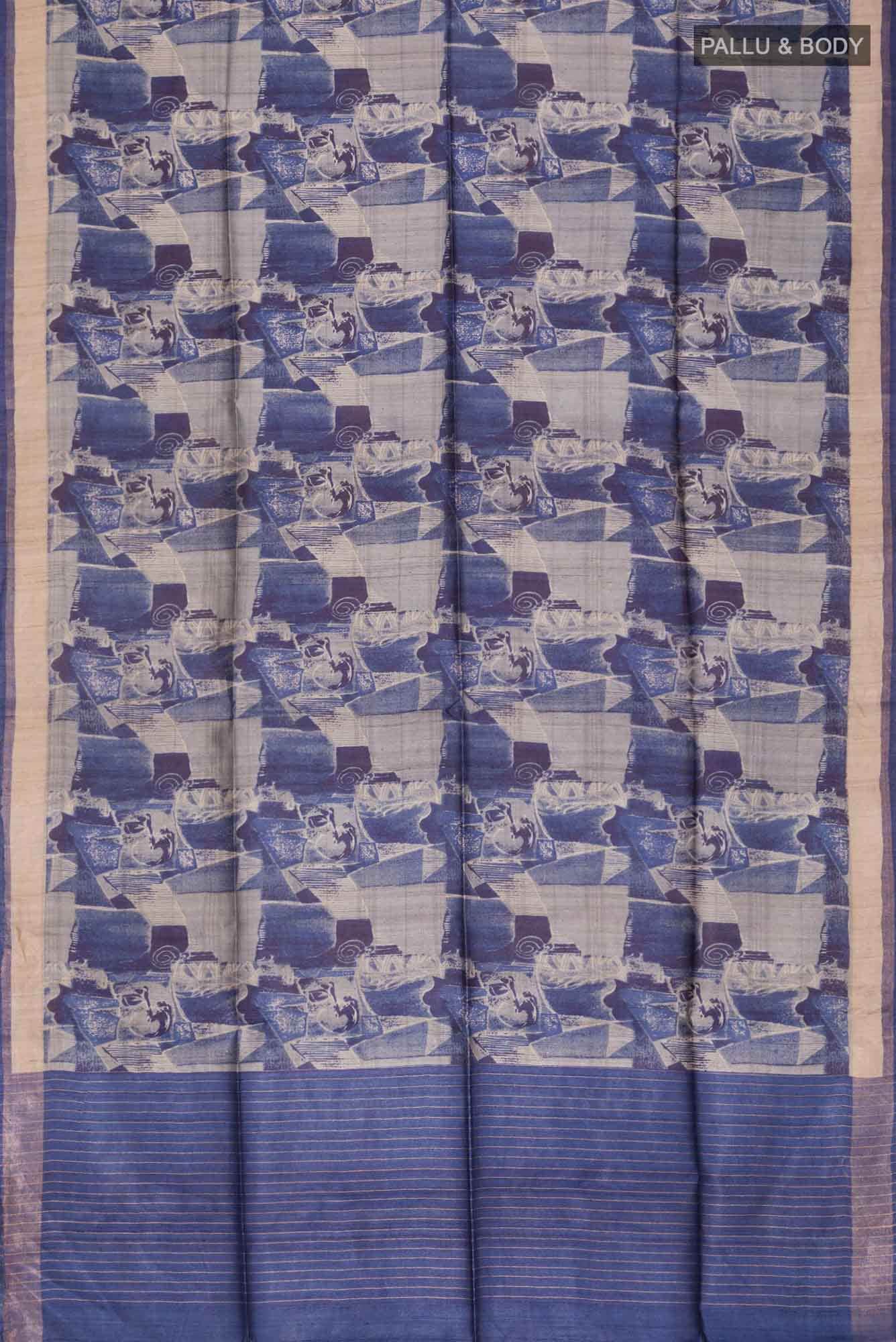 Blue Bhagalpuri Tussar Silk Saree