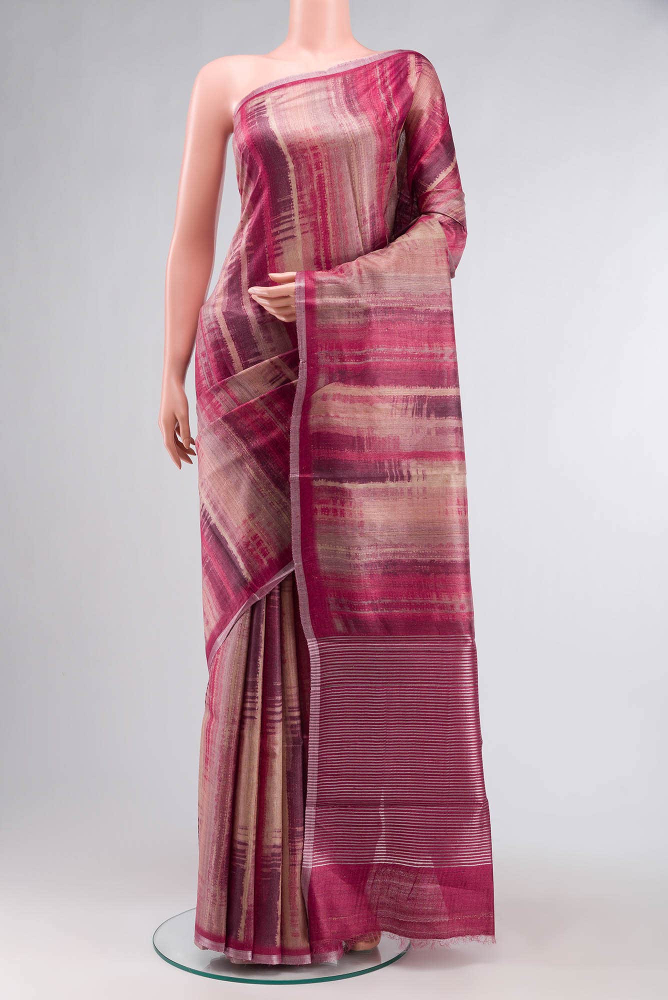 Mauve Tussar Silk Saree