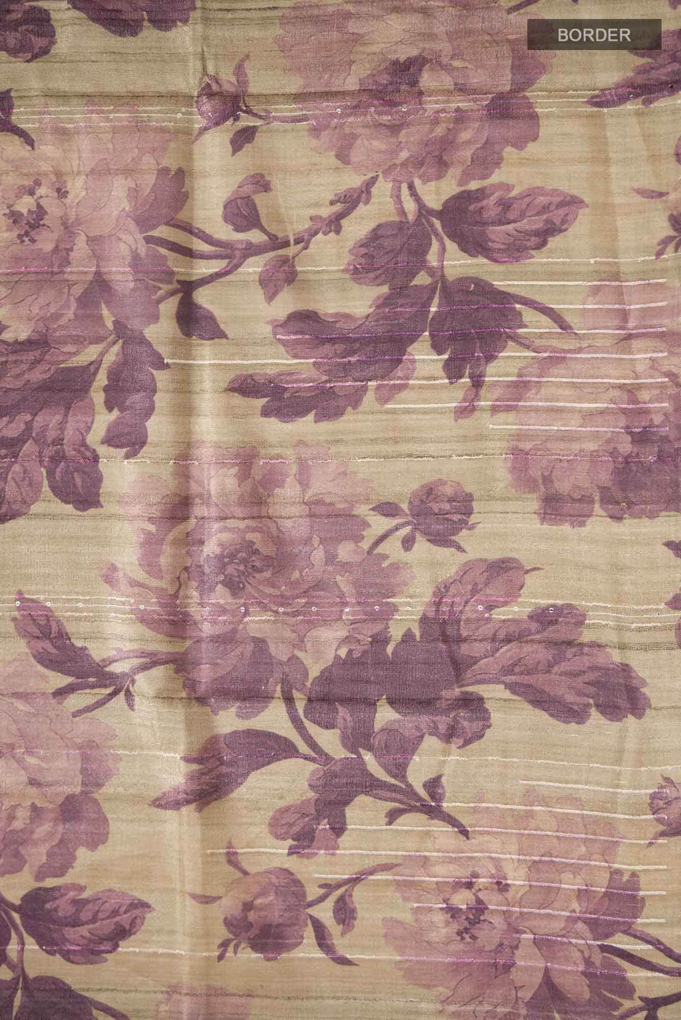 Beige Bhagalpuri Tussar Silk Saree