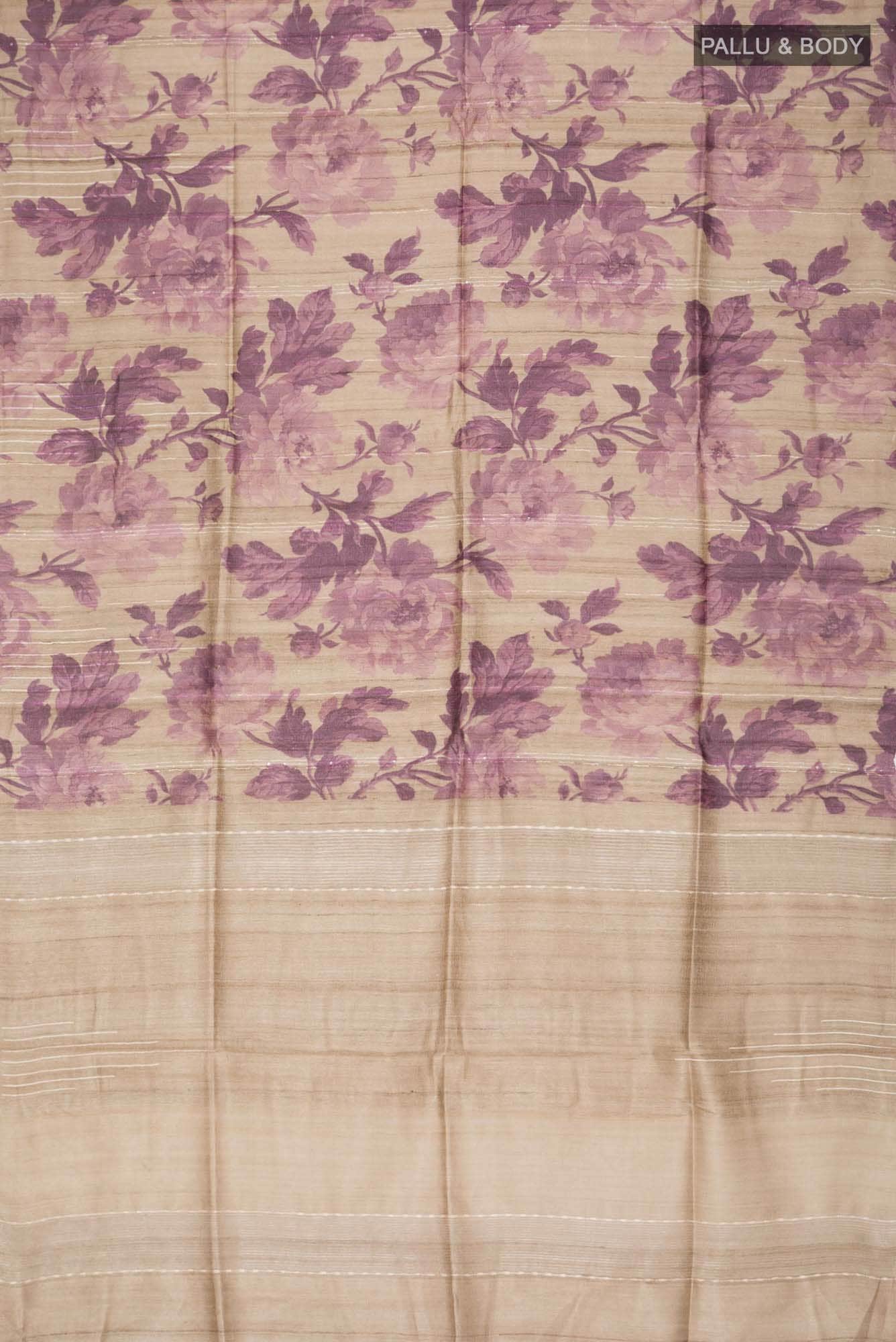 Beige Bhagalpuri Tussar Silk Saree