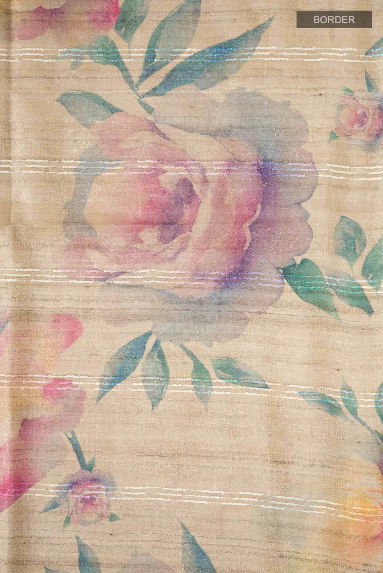Beige Bhagalpuri Tussar Silk Saree