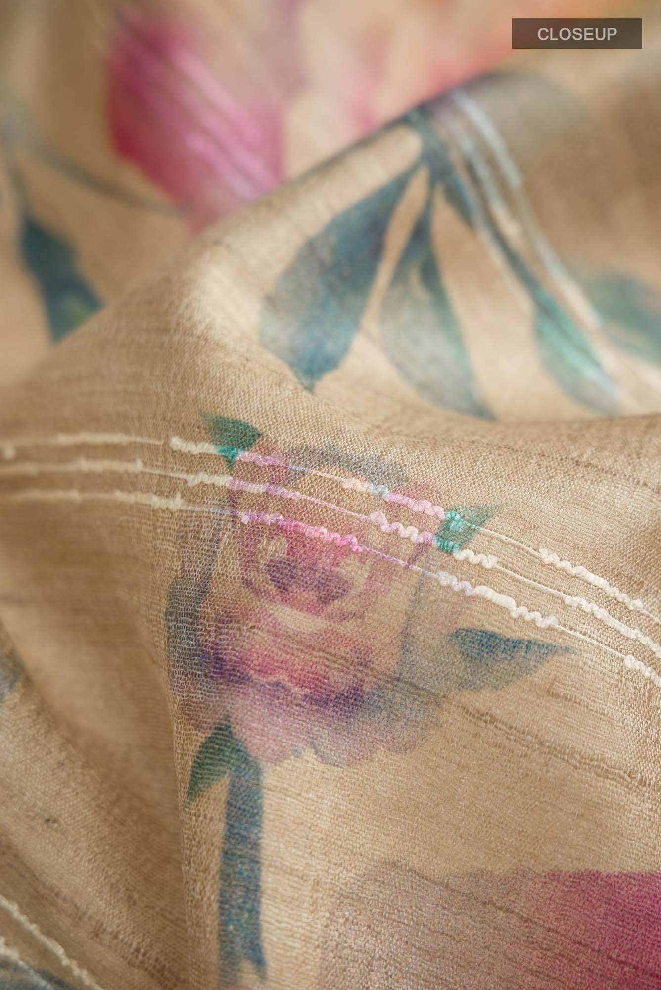 Beige Bhagalpuri Tussar Silk Saree