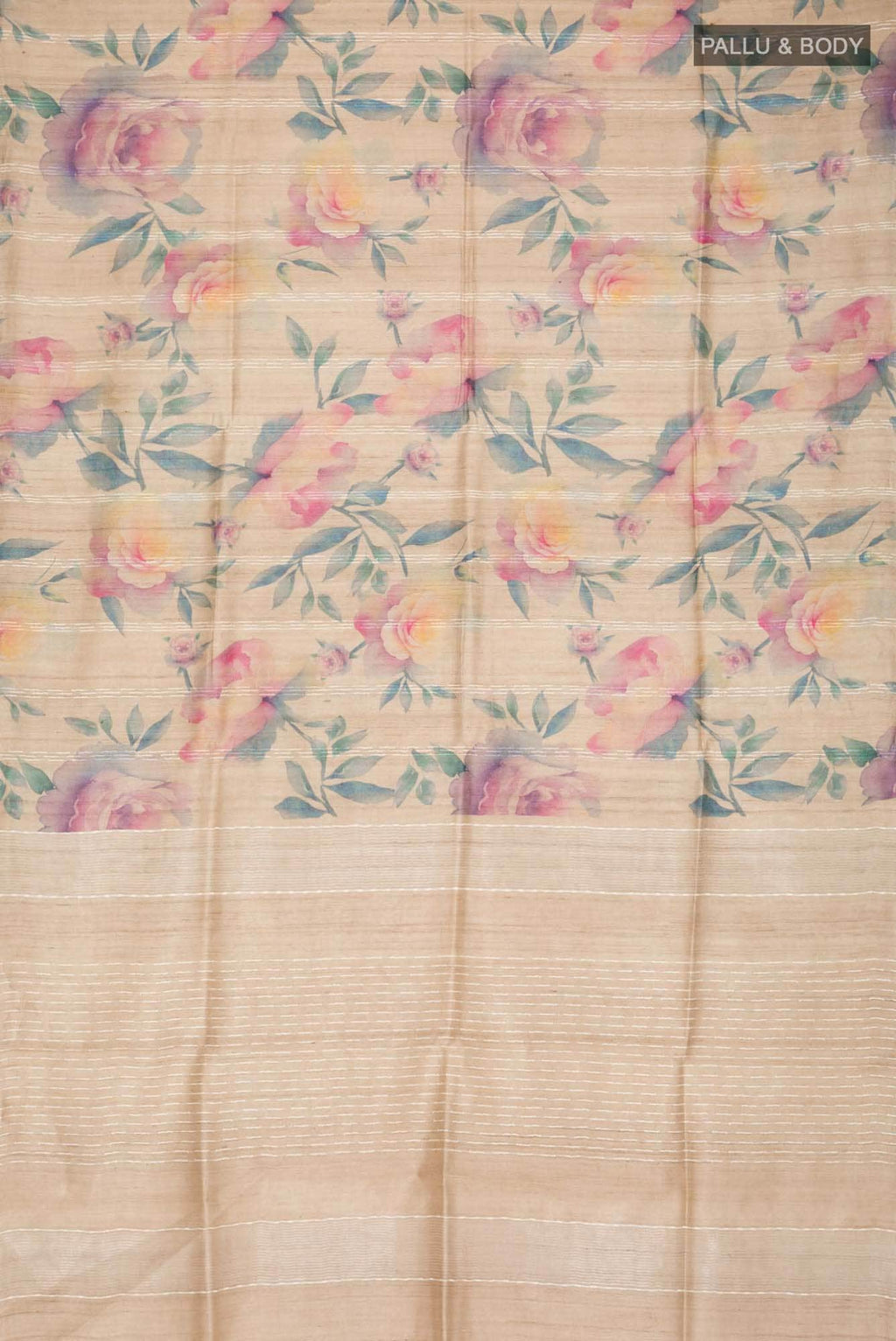 Beige Bhagalpuri Tussar Silk Saree