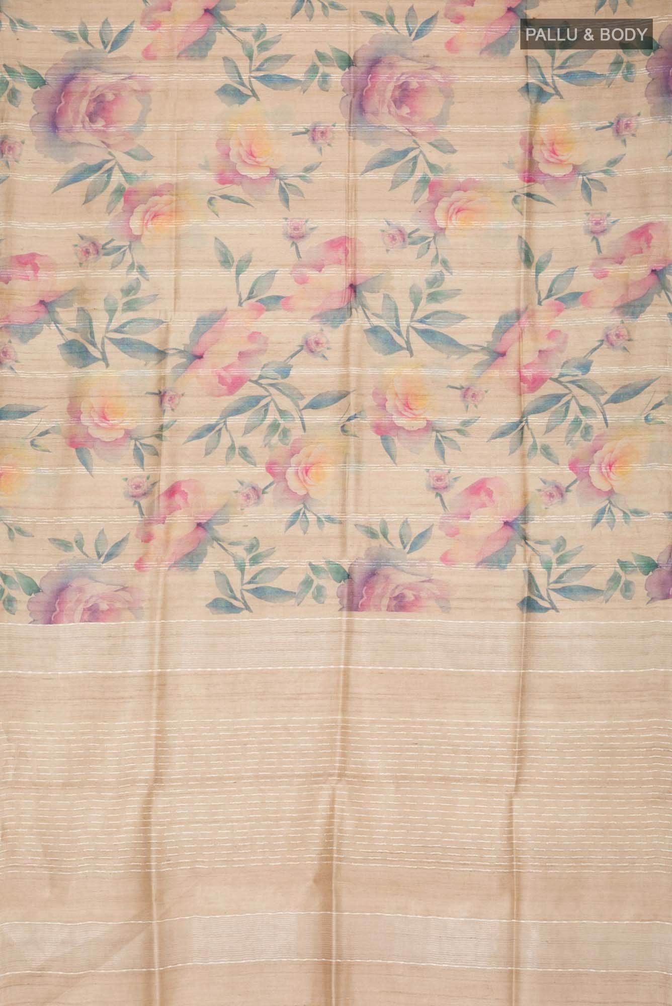Beige Bhagalpuri Tussar Silk Saree