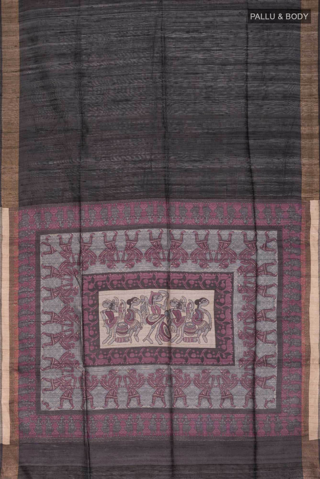 Black Bhagalpuri Tussar Silk Saree