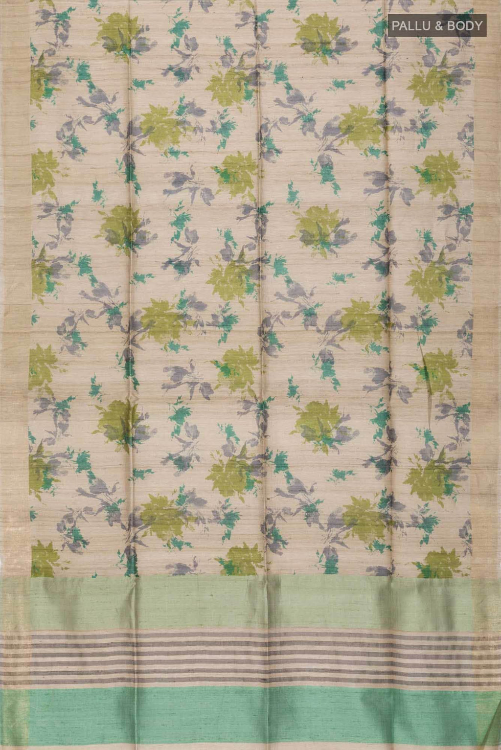 Beige Tussar Silk Saree