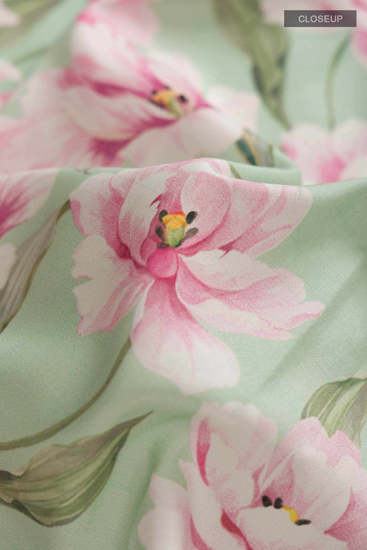 Green Printed Silk Saree