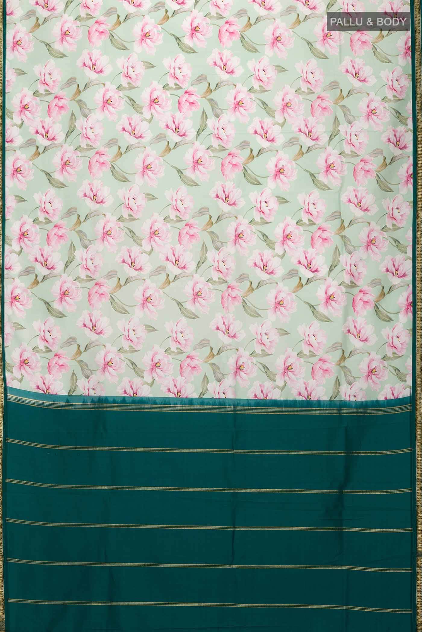 Green Printed Silk Saree