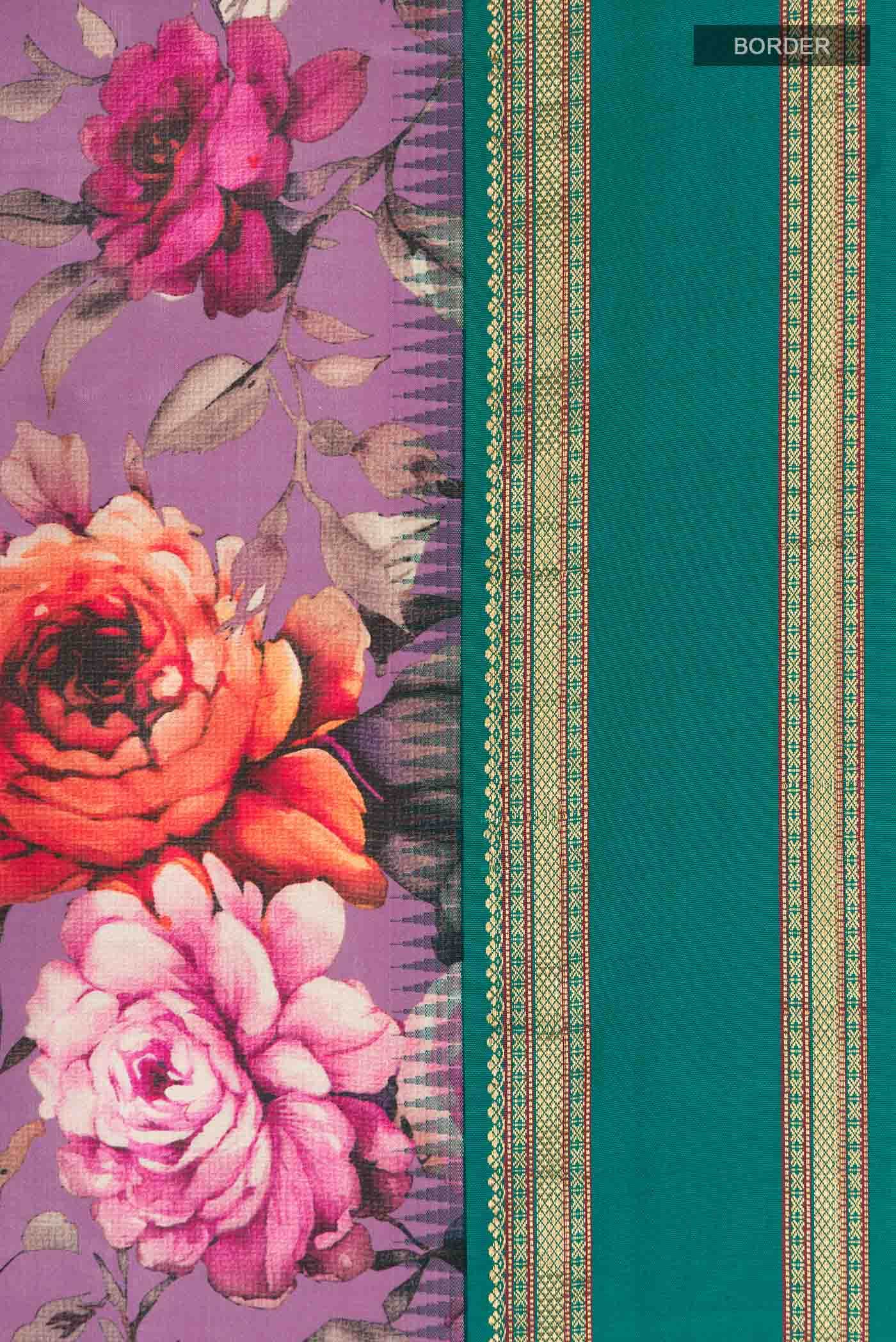 Purple Printed Silk Saree