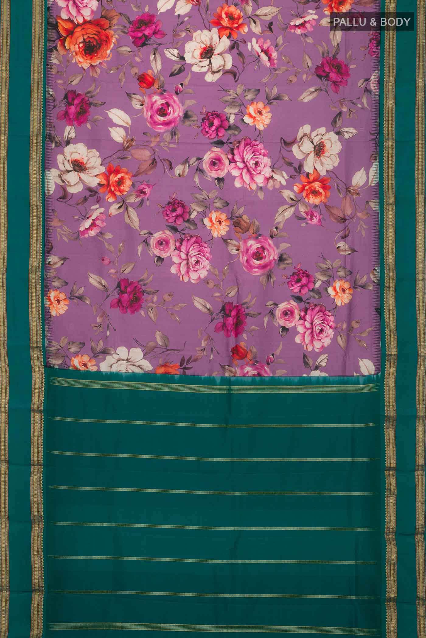 Purple Printed Silk Saree
