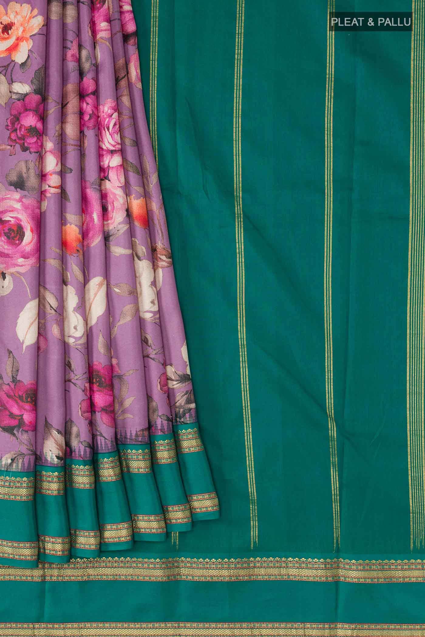 Purple Printed Silk Saree