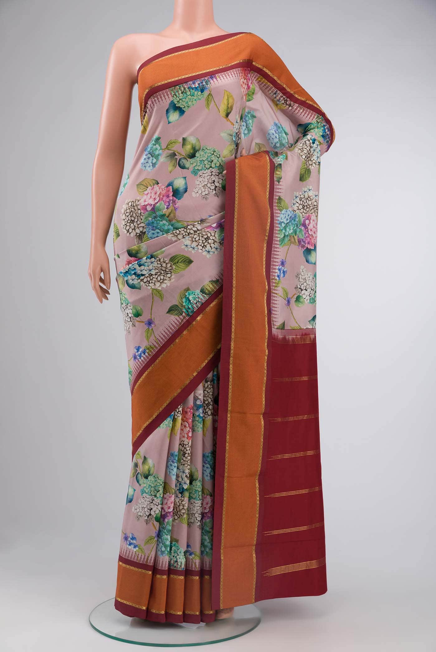 Mauve Printed Silk Saree
