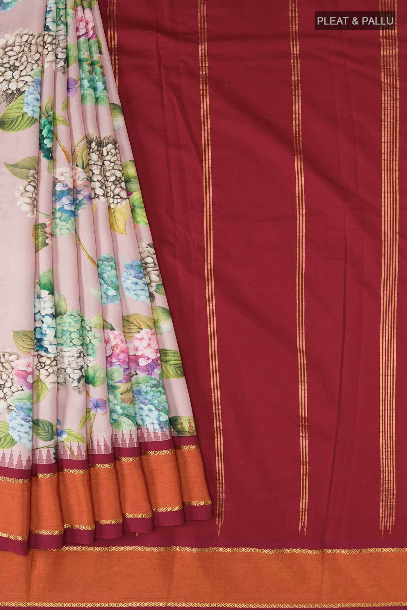 Mauve Printed Silk Saree