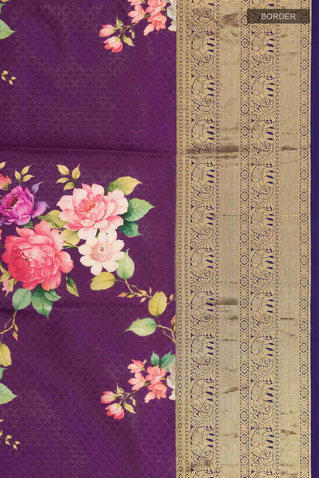 Purple Printed Silk Saree