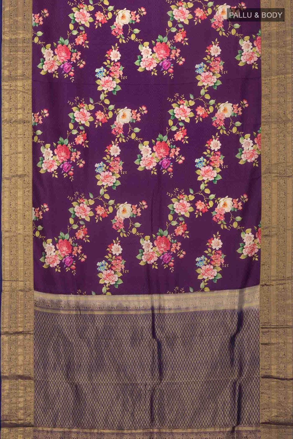 Purple Printed Silk Saree