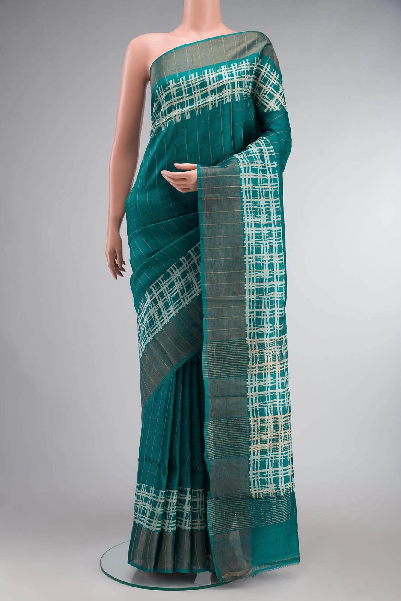 Green Bhagalpuri Tussar Silk Saree