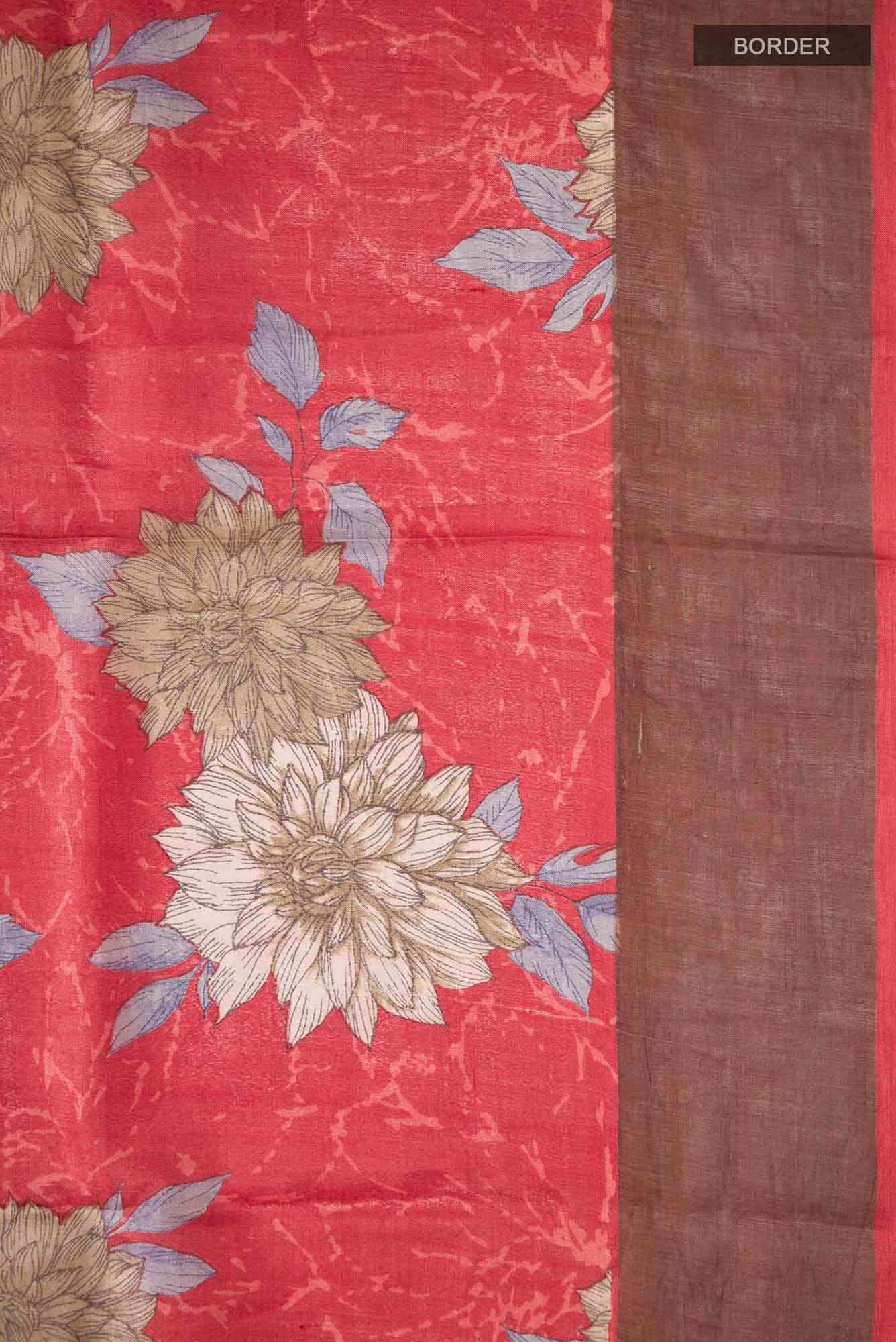 Red Bhagalpuri Tussar Silk Saree