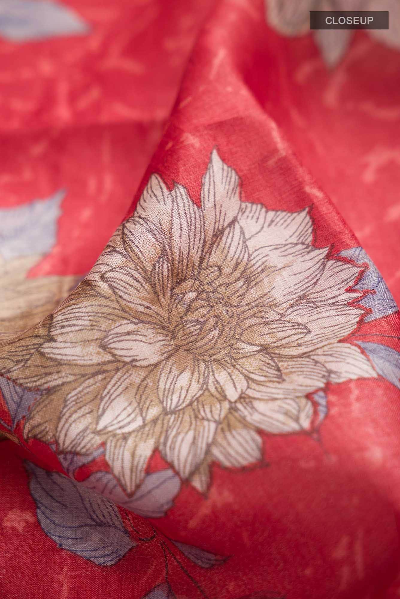 Red Bhagalpuri Tussar Silk Saree