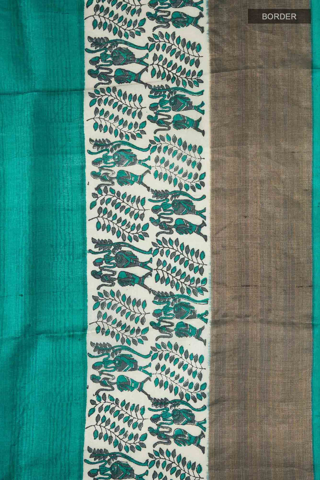 Green Bhagalpuri Tussar Silk Saree