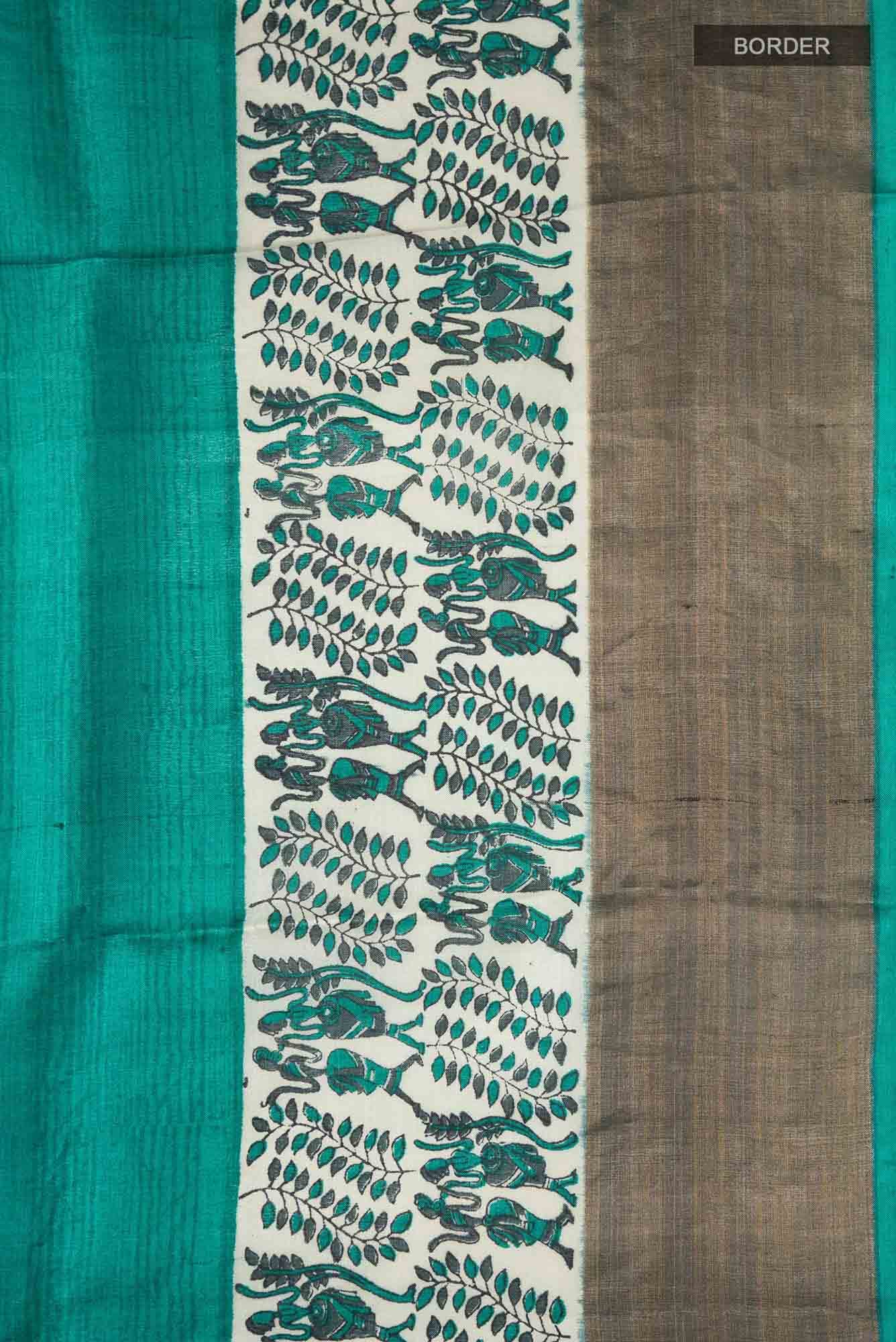 Green Bhagalpuri Tussar Silk Saree