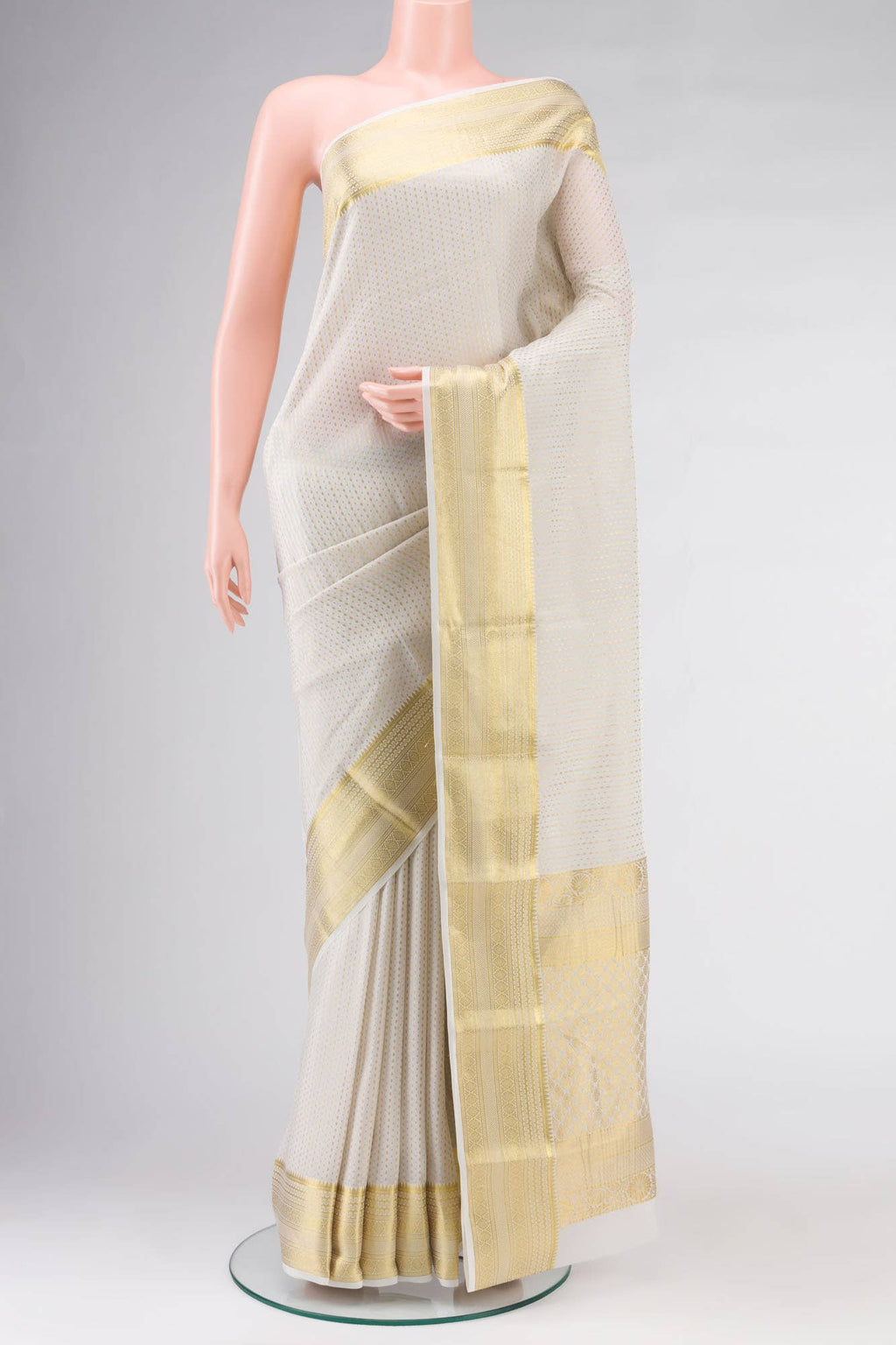 Off White Mysore Crepe Saree