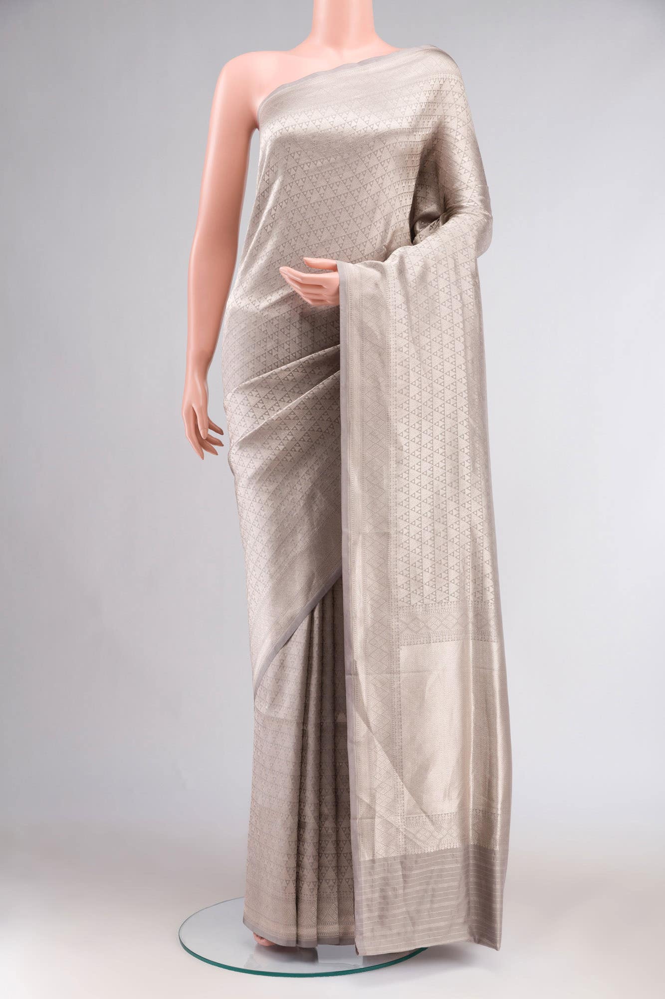 Grey Banarasi Silk Saree