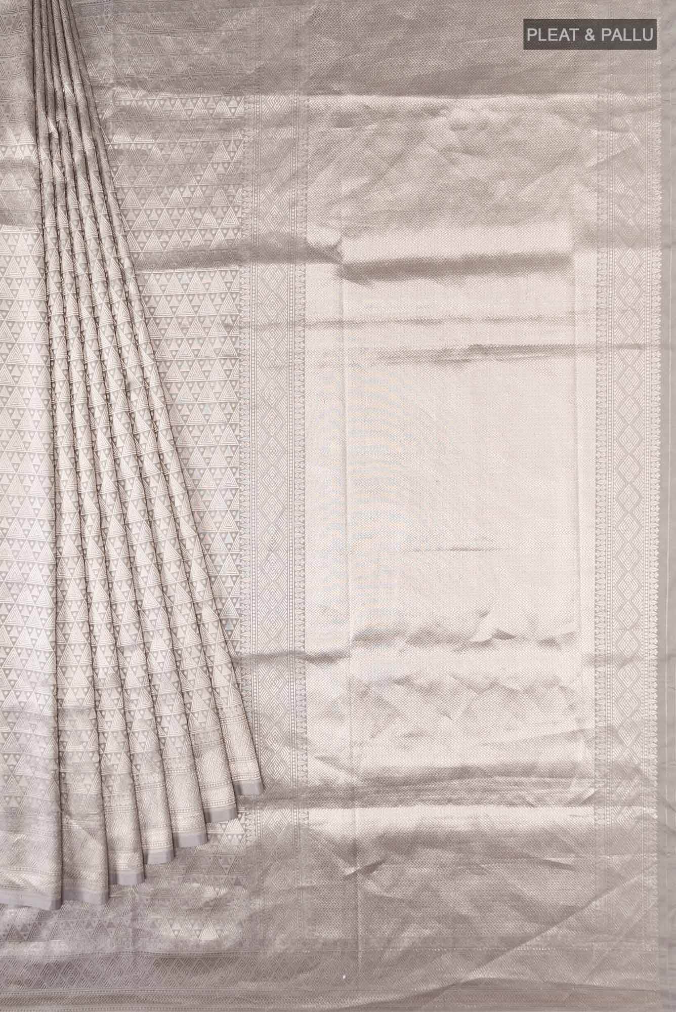 Grey Banarasi Silk Saree