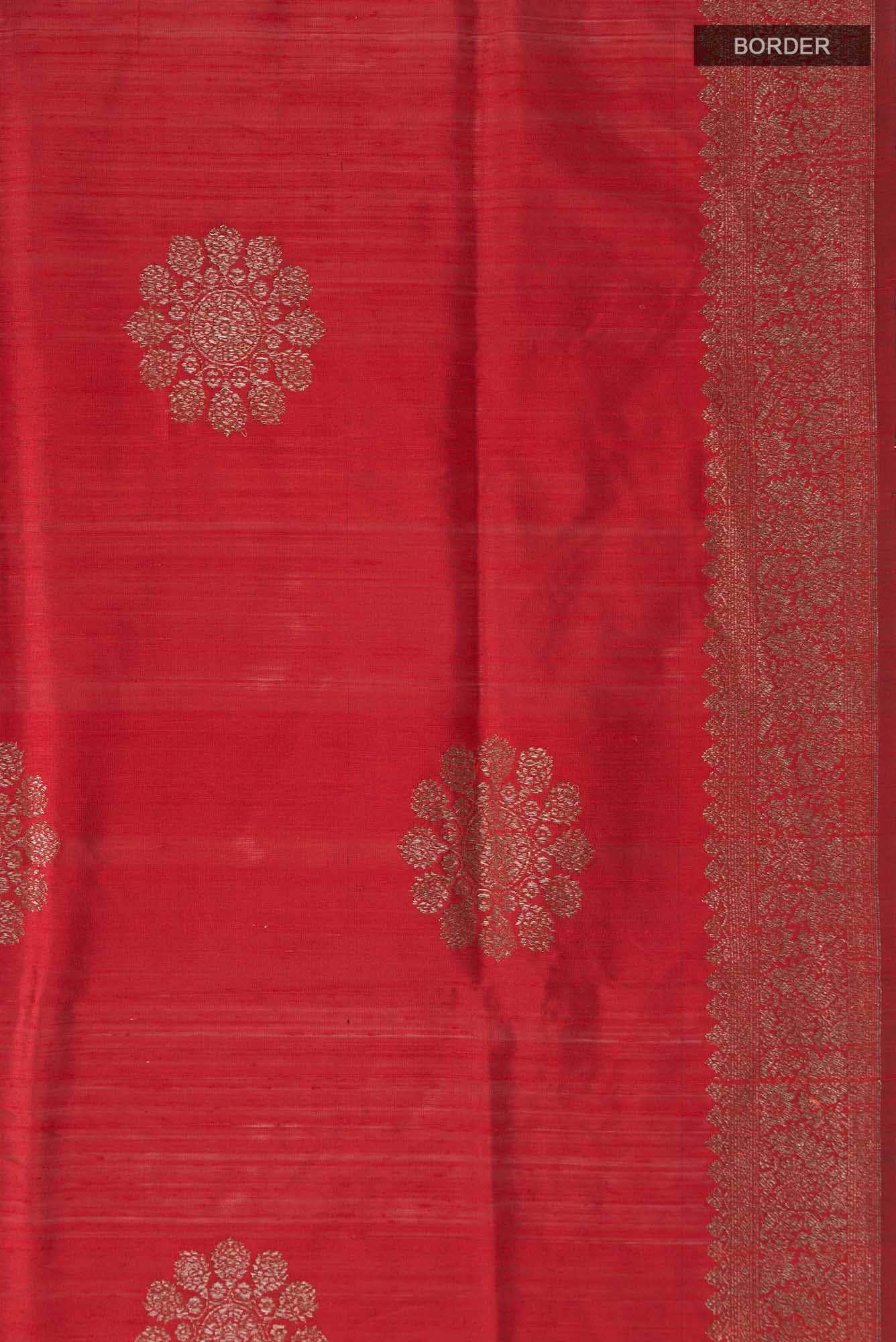 Red Banarasi Tussar Silk Saree