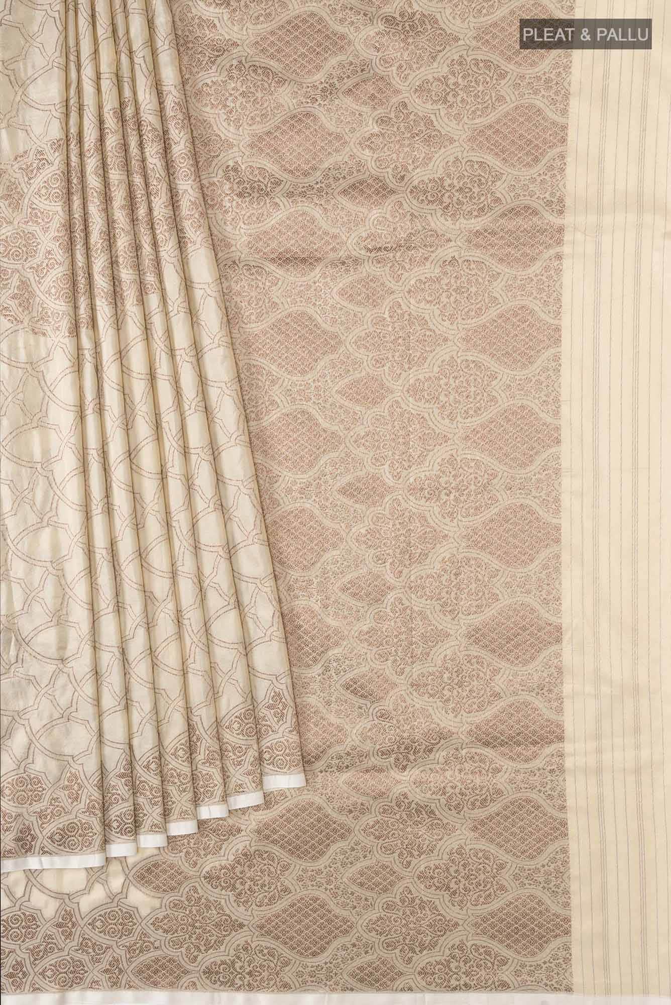 Beige Banarasi Tussar Silk Saree
