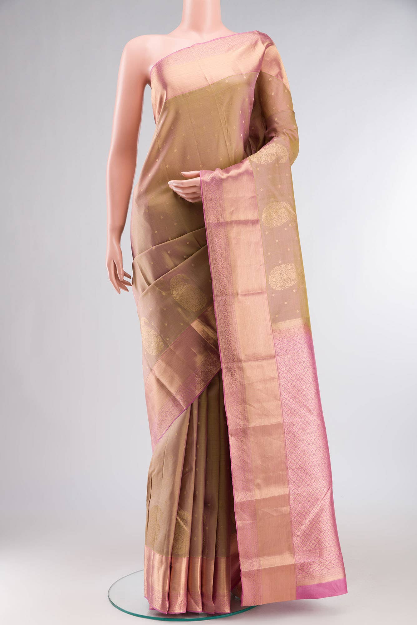 Beige Kanchipuram Silk Saree