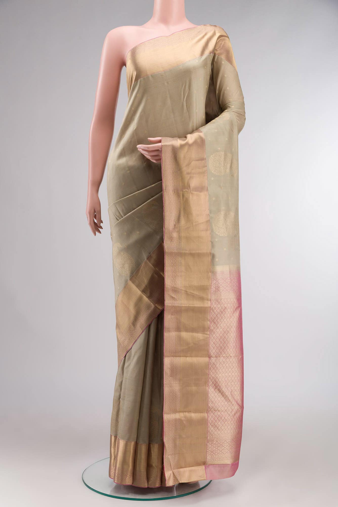 Beige Kanchipuram Silk Saree
