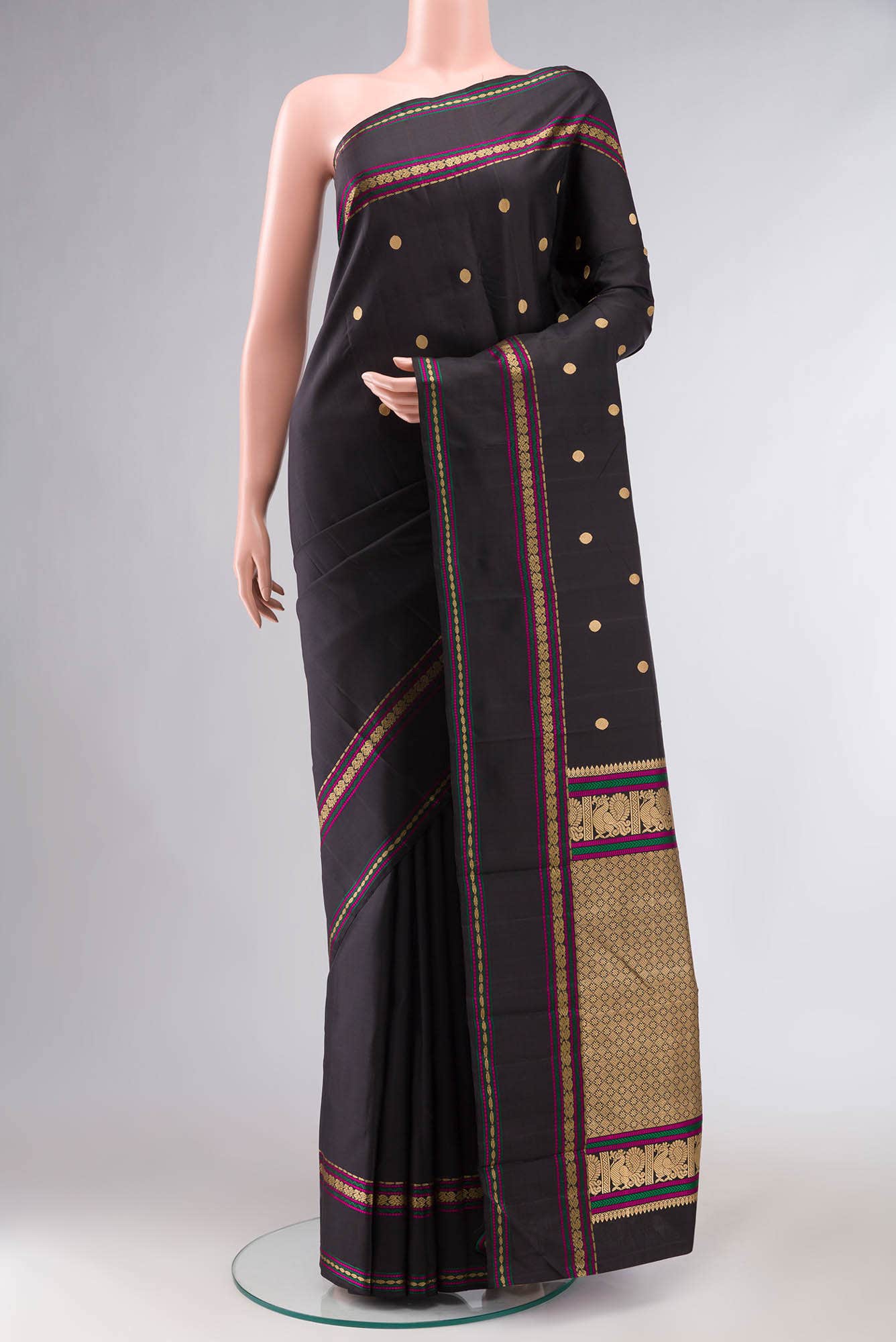 Black Kanchipuram Silk Saree
