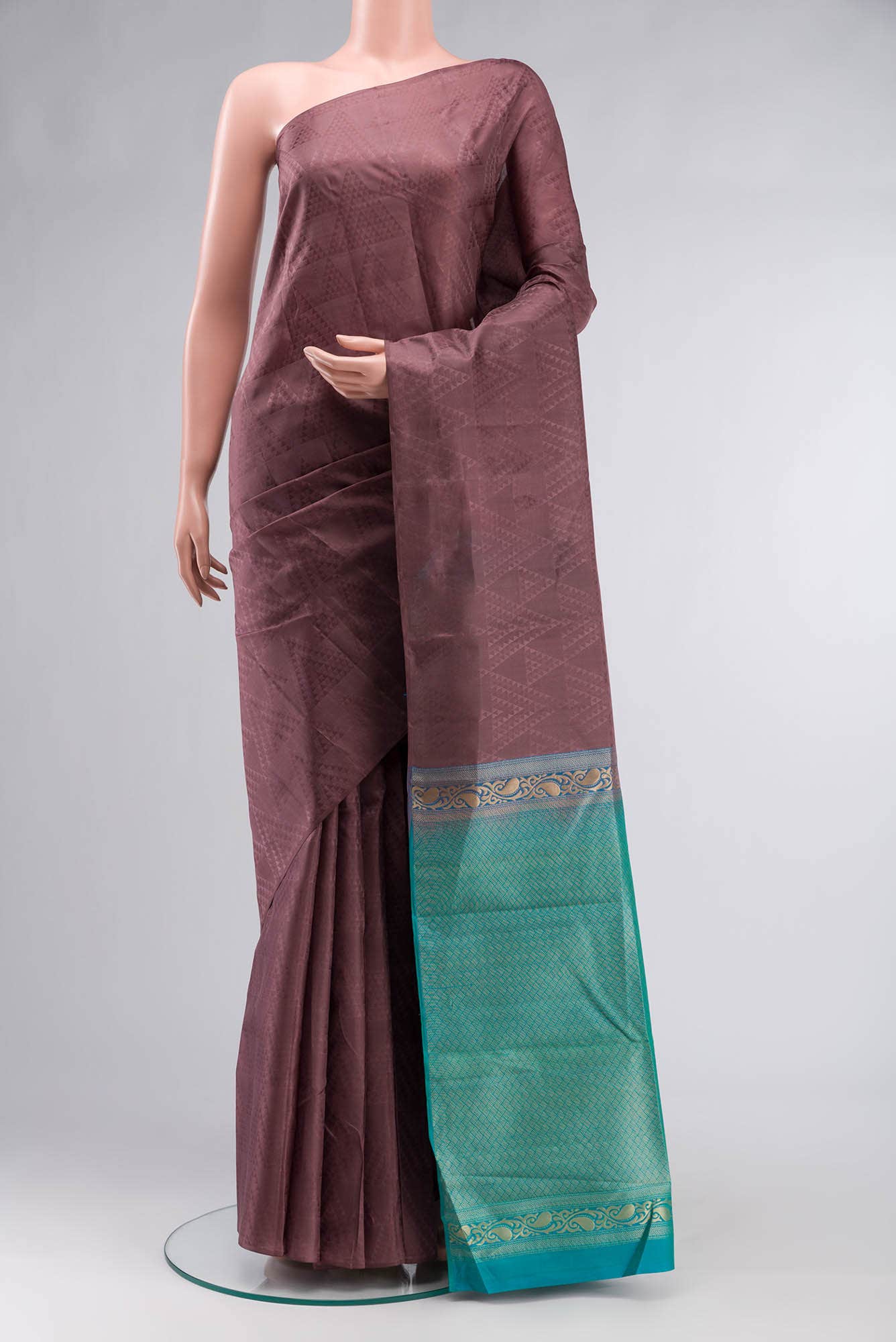 Dark Mauve Kanchipuram Silk Saree