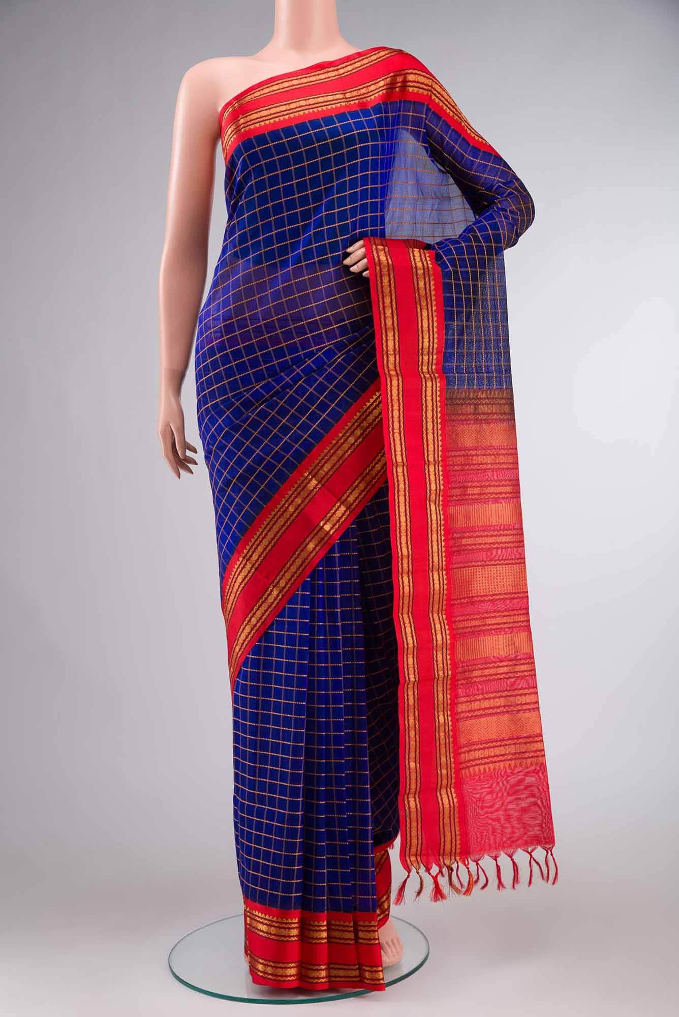 Blue Coimbatore Silk Cotton Saree