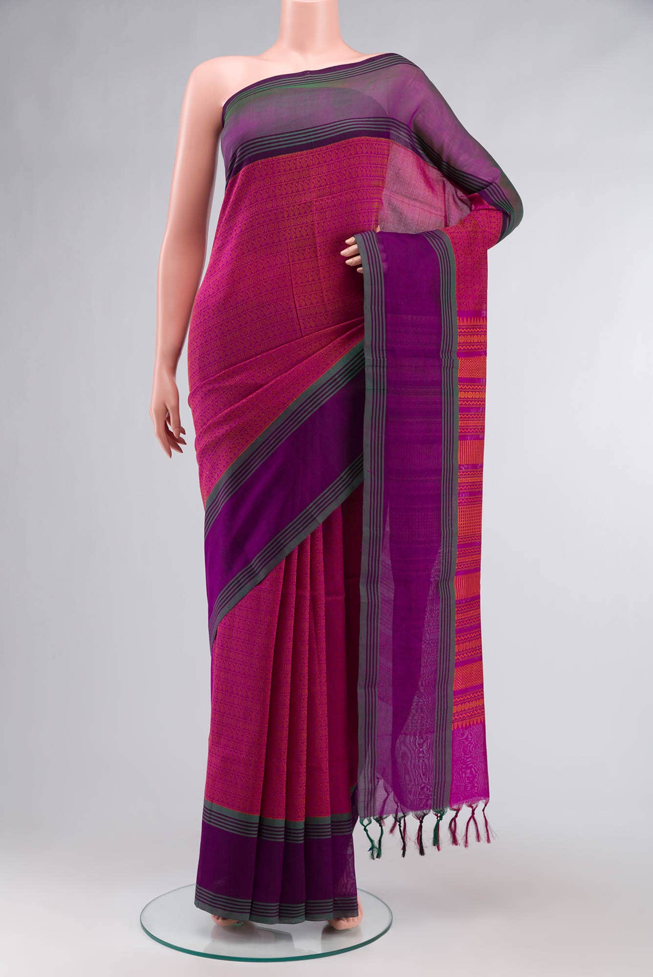 Magenta Silk Cotton Saree