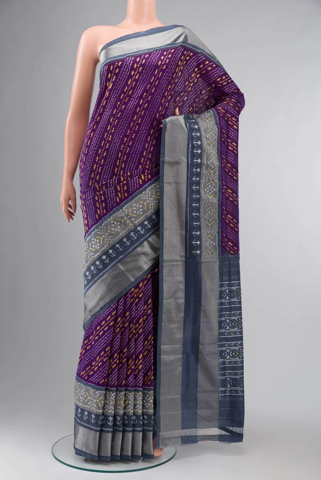Violet Pochampally Silk Saree