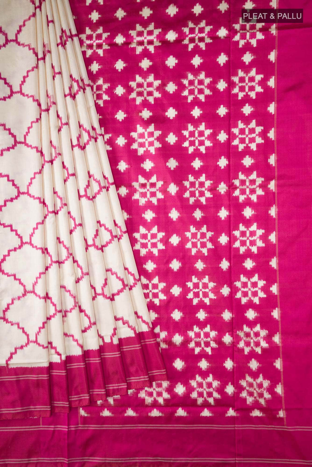 Cream Pochampally Silk Saree