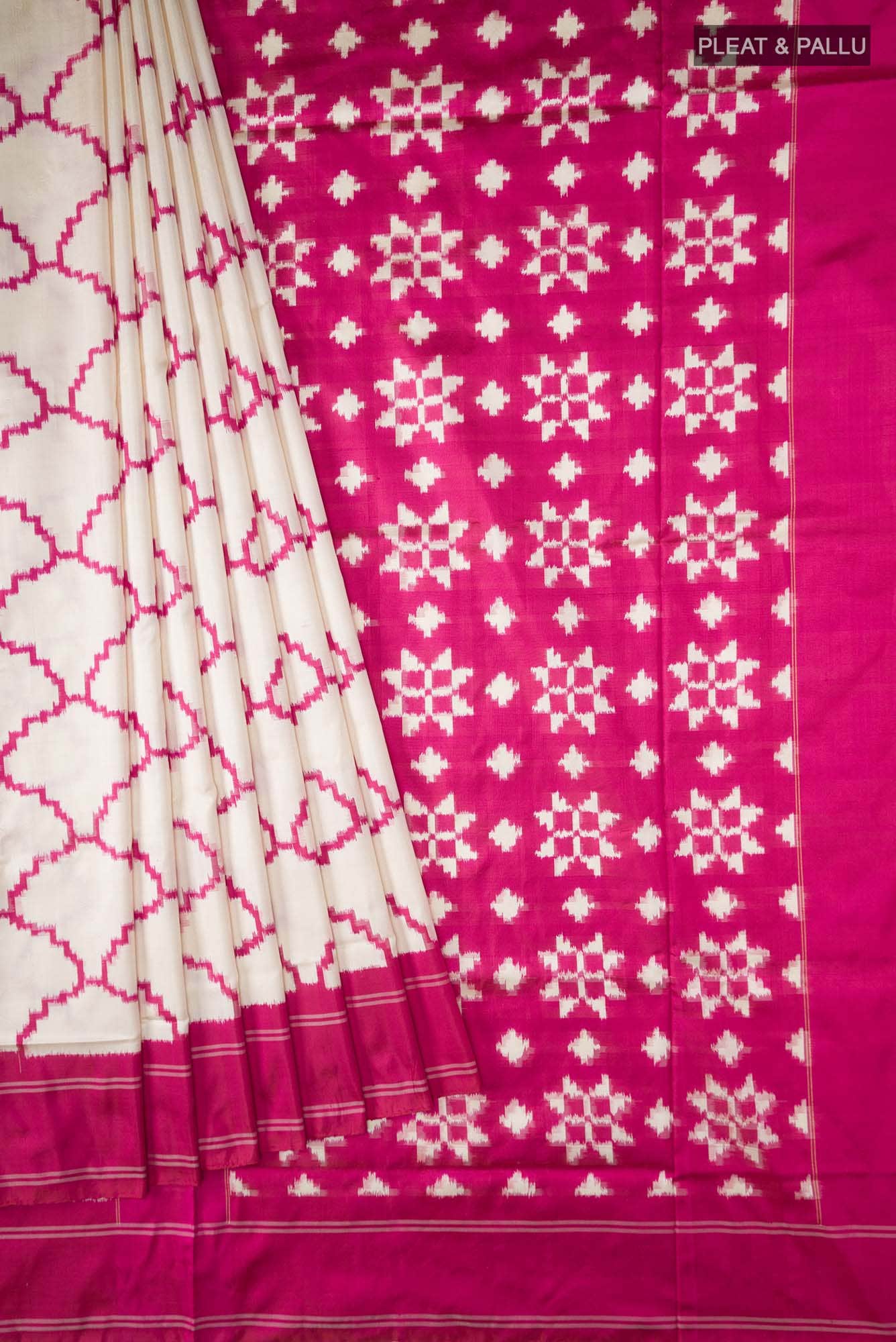 Cream Pochampally Silk Saree