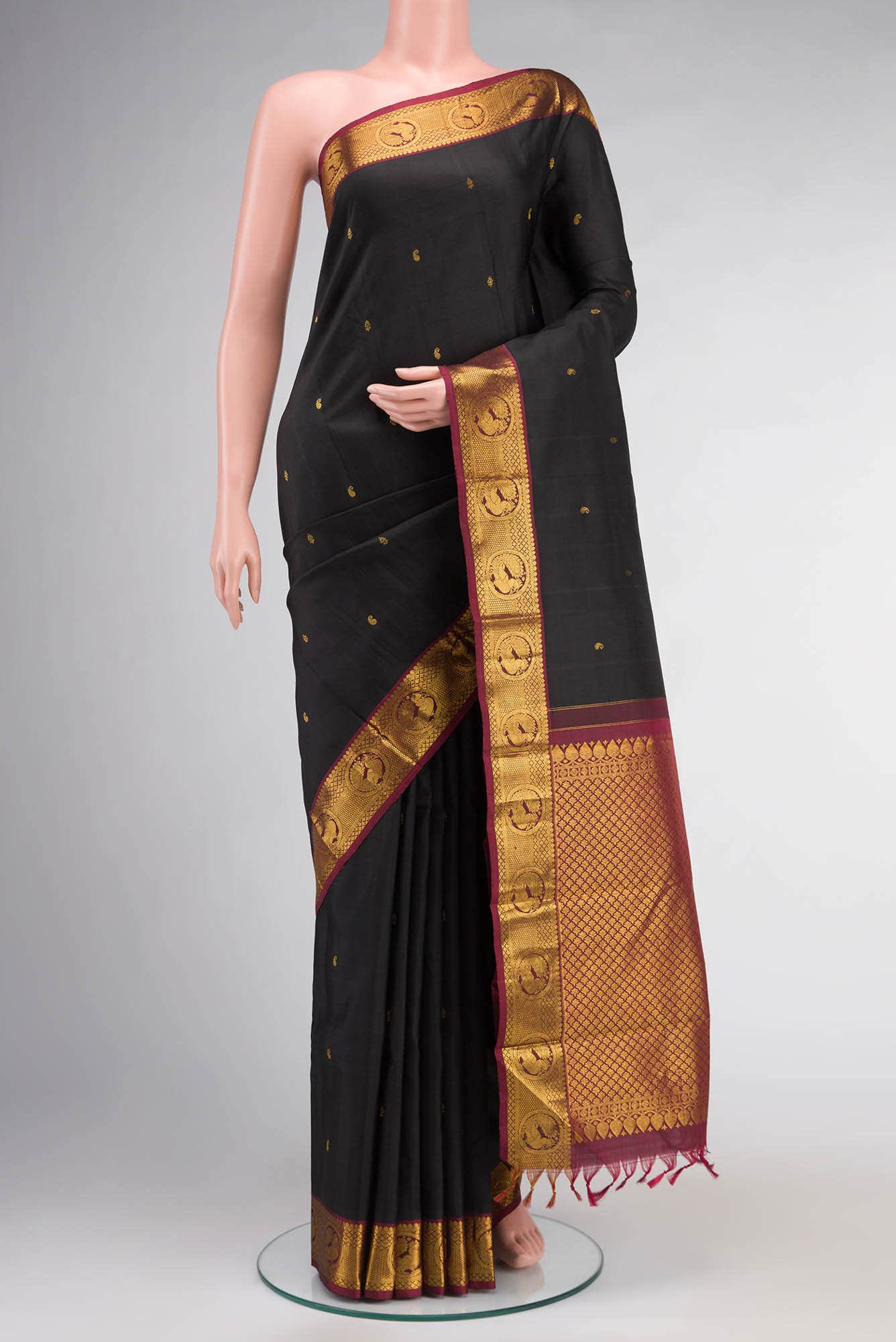 Black Kanchipuram Silk Saree