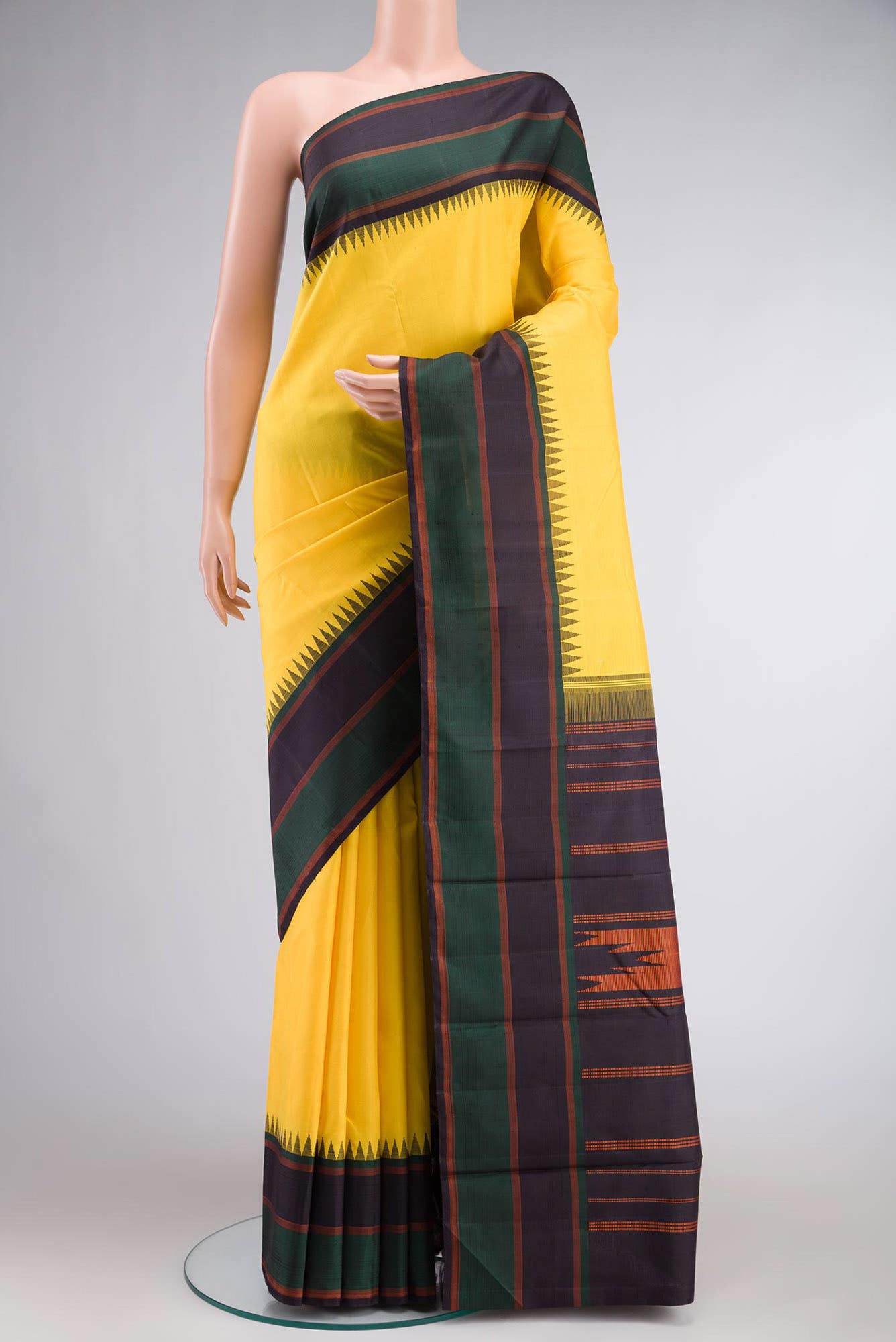 Yellow Kanchipuram Silk Saree
