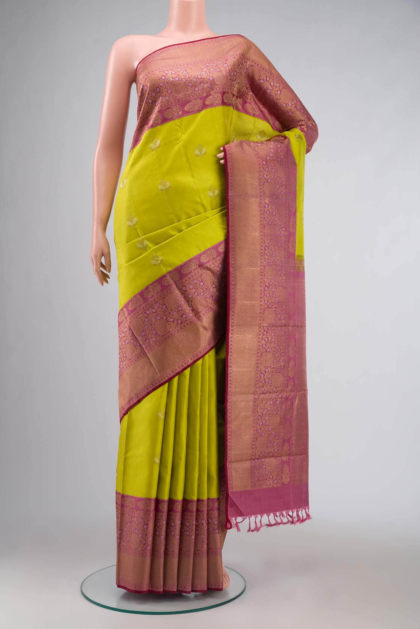 Pure Silk Pure Zari Green Kanjivaram Saree