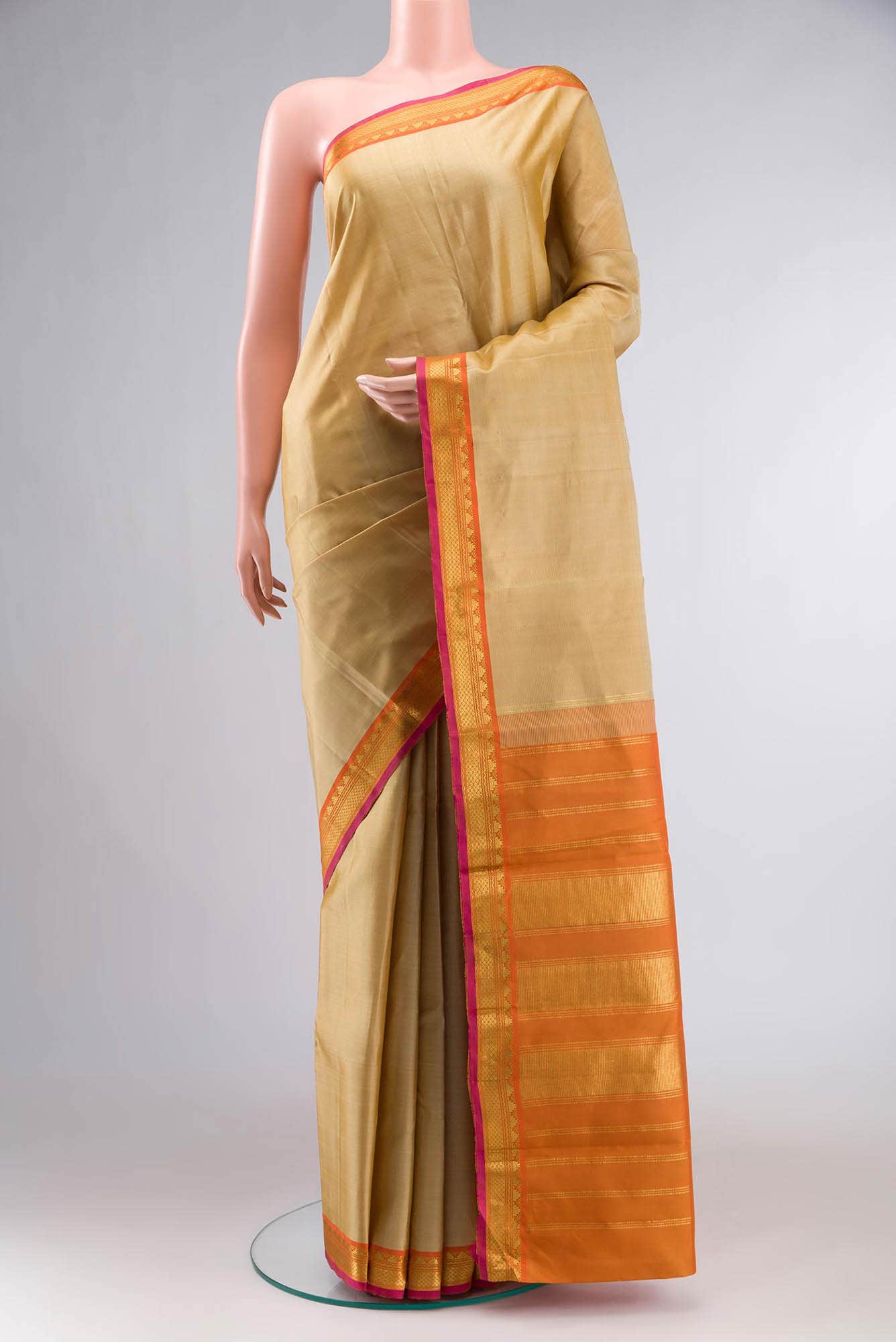 Beige Kanchipuram Silk Saree