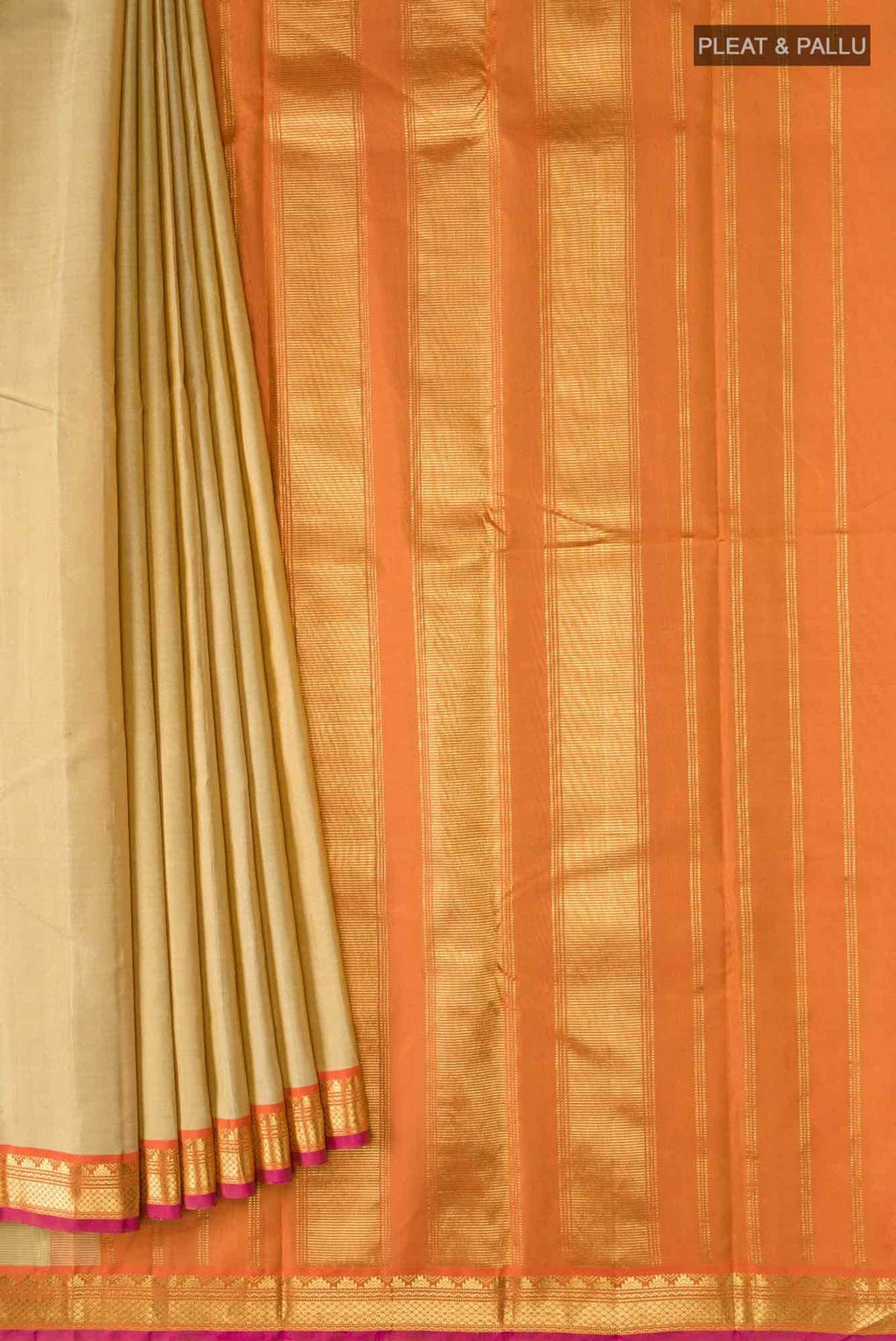 Beige Kanchipuram Silk Saree