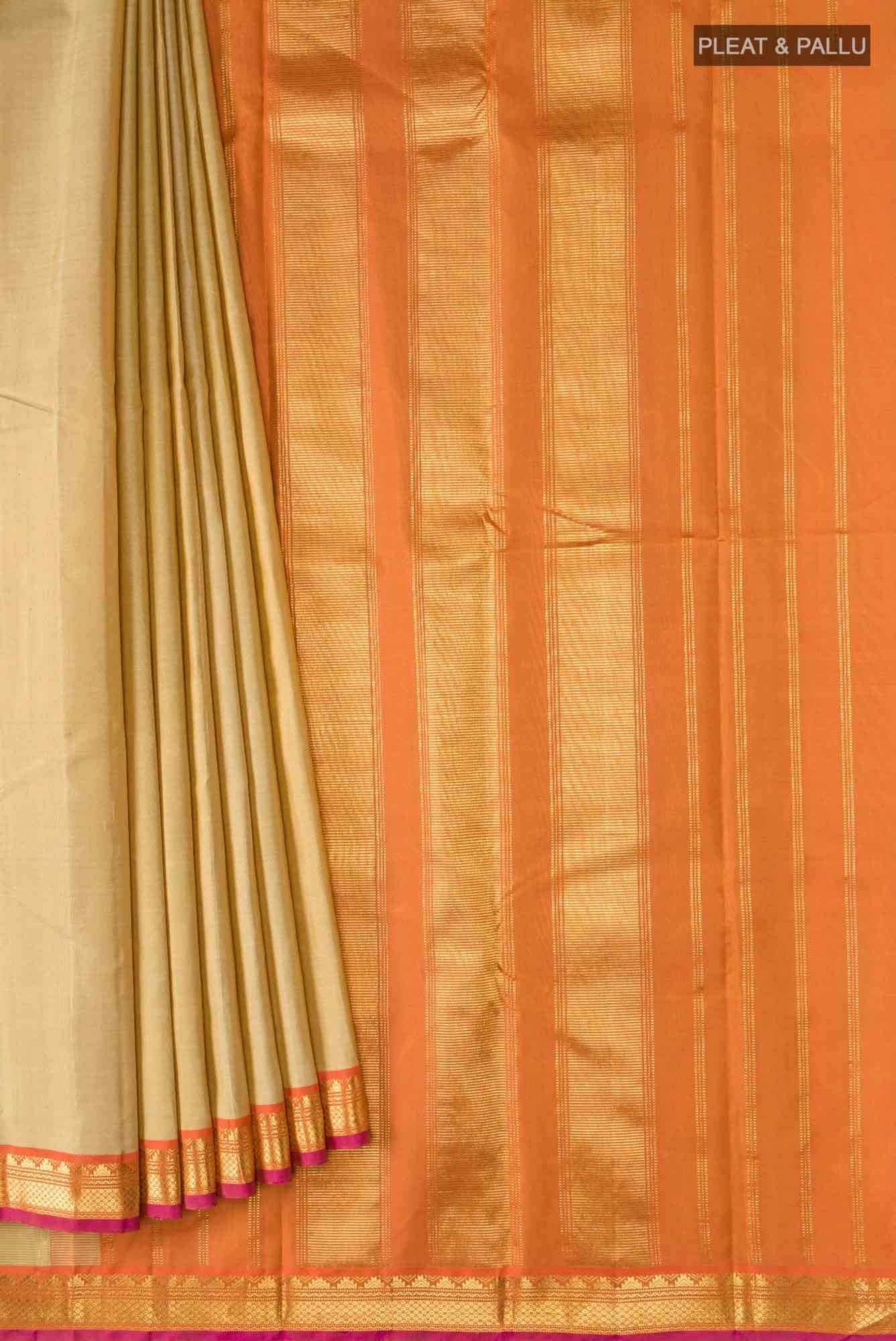 Beige Kanchipuram Silk Saree
