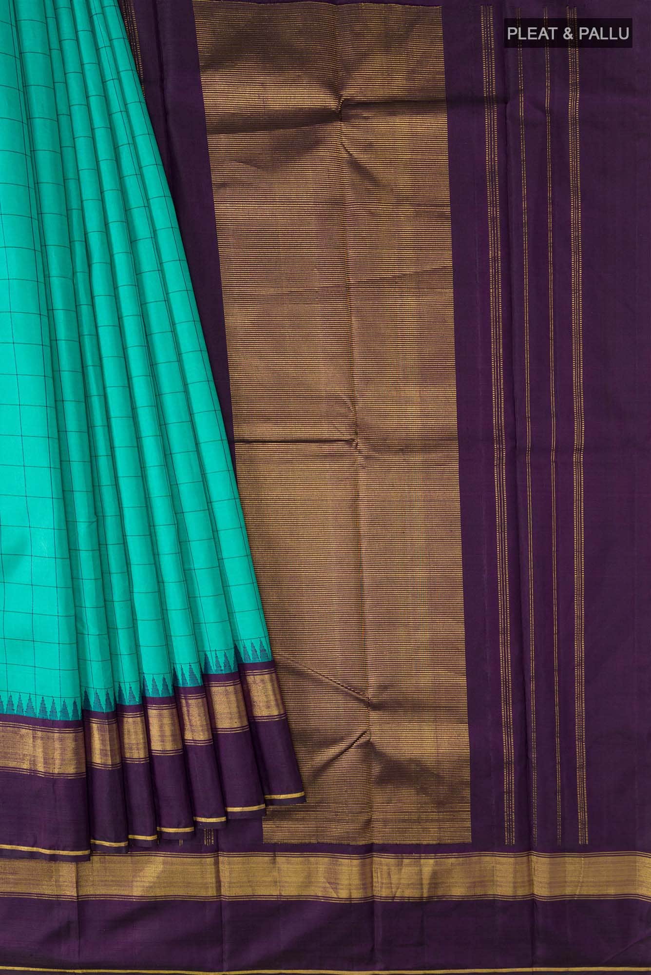 Turquoise Kanchipuram Silk Saree