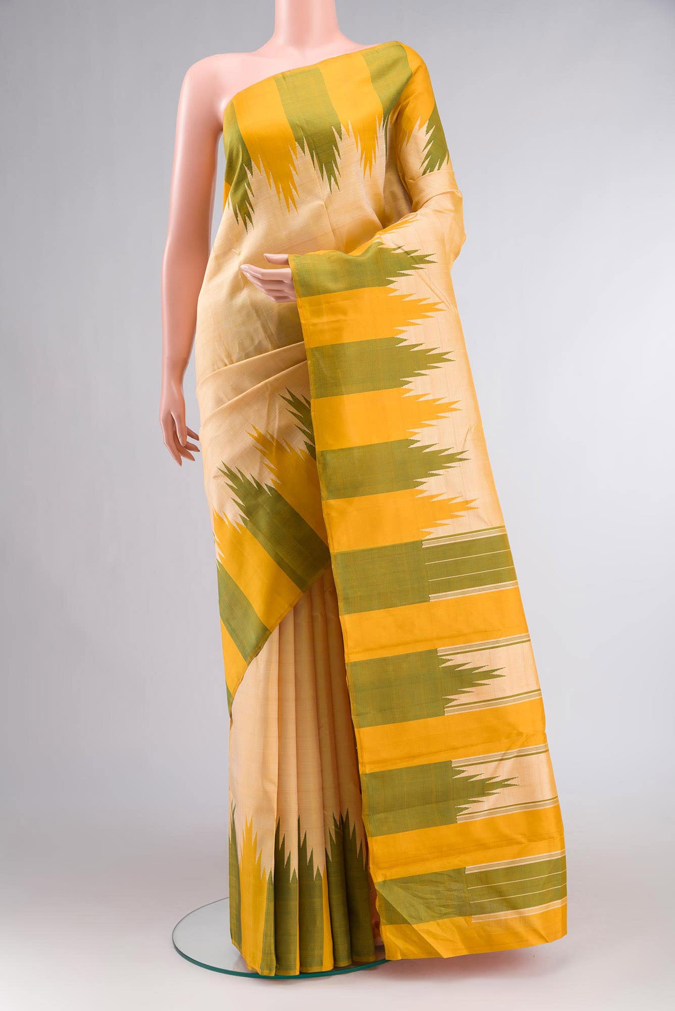 Beige Kanchipuram Silk Saree